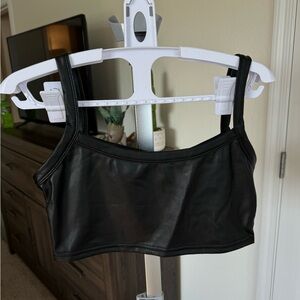 Black leather bralette crop small NWT